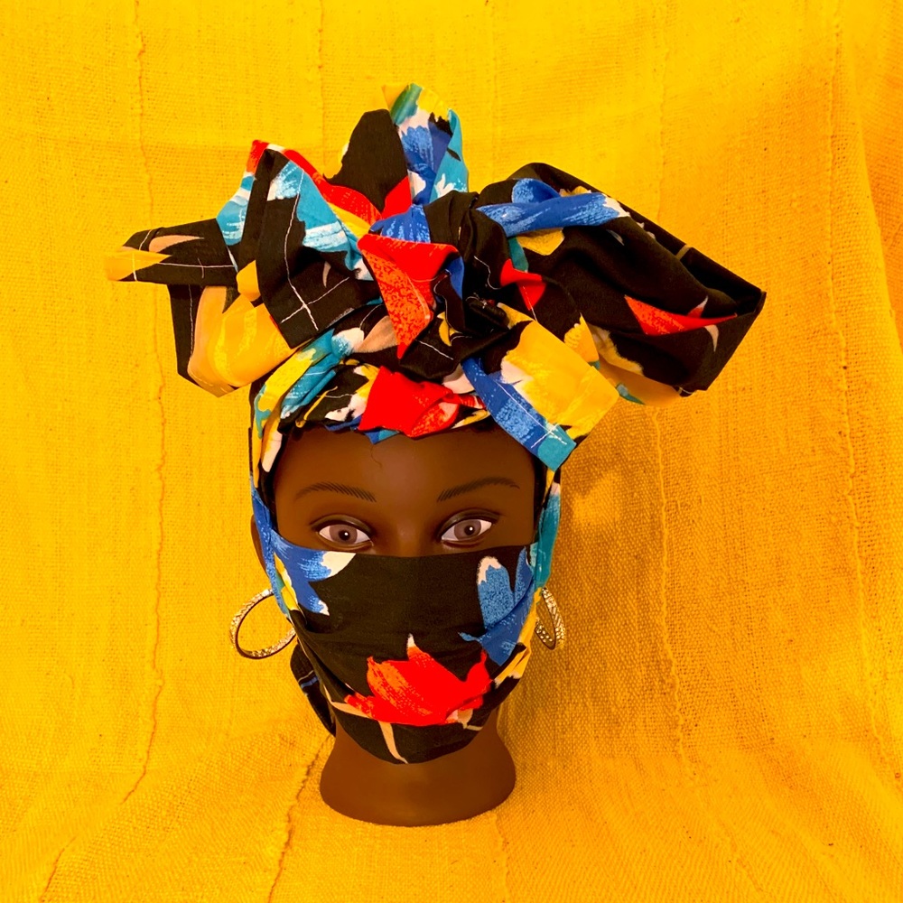 Hand Crafted Headwrap & Mask Set